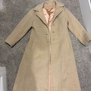 Vintage cream wool blend long coat